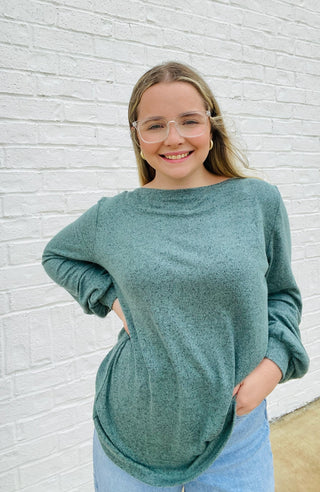 The Softest Long Sleeve Top- Boat, Curvy, FALL, fall clothes, fall transition, Hacci, LONG SLEEVE, long sleeve top, long sleeves, longsleeve, SOFT, soft shirt, soft top, Tops-Teal-S-Ace of Grace Women's Boutique