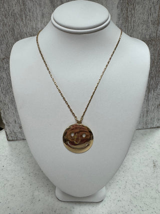 Gold Happy Face Necklace- Jewelry,Sale-Ace of Grace Women's Boutique