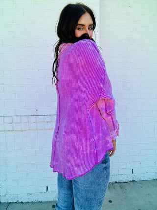 Mineral Wash Purple Shacket- Curvy,New arrival,shacket,Tops-Ace of Grace Women's Boutique