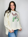Holly Jolly Off White Sequin Pullover- CHRISTMAS, CHRISTMAS SHIRT, christmas sweatshirt, holiday, HOLIDAYS, Holly Jolly, HOLLY JOLLY CHRISTMAS, holly jolly pullover, MERRY CHRISTMAS-Ace of Grace Women's Boutique