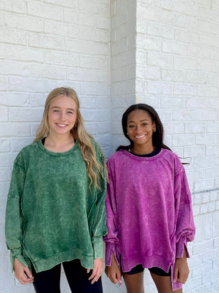 Acid Wash High-Low Pullover- Acid,black pullover,blue pullover,brown pullover,COMFY,comfy sweatshirt,Curvy,green sweatshirt,Hi-low,High-low,mineral,MINERAL WASH,MINERAL WASHED,oversized,oversized sweater,oversized sweatshirt,OVERSIZED TOP,pink pullover,pink sweatshirt,PLUS,plus size,plus size sweatshirt,plus sweatshirt,pullover,purple sweatshirt,sweatshirt,SWEATSHIRTS,Tops-Ace of Grace Women's Boutique
