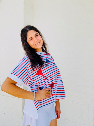 Striped Sequin Margarita Top- 4th of july,July,July 4,July 4th,Margaritas,oversized,OVERSIZED TEE,OVERSIZED TOP,patriotic,Seasonal,SEQUIN,Tops-Ace of Grace Women's Boutique