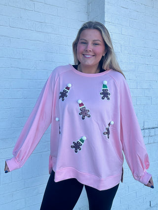 Sequin Gingerbread Sweatshirt- CHRISTMAS,Curvy,Gingerbread,Seasonal,Tops-Ace of Grace Women's Boutique
