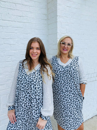 GRAY ANIMAL PRINTED DRESS- Curvy,Dresses & Rompers,plus,plus dress-Ace of Grace Women's Boutique