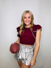 Classic Cropped Ruffle Sleeve Sweater