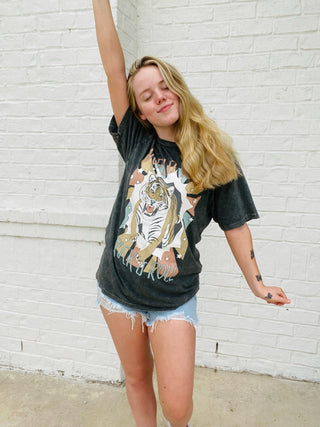 World Tour Rock & Roll Tiger Tee- clothing, Curvy, graphic, graphic T-shirt, GRAPHIC TEE, Graphic Tees, graphic tshirt, leopard graphic tee, plus size graphic tee, TIGER GRAPHIC TEE, Tops-Ace of Grace Women's Boutique