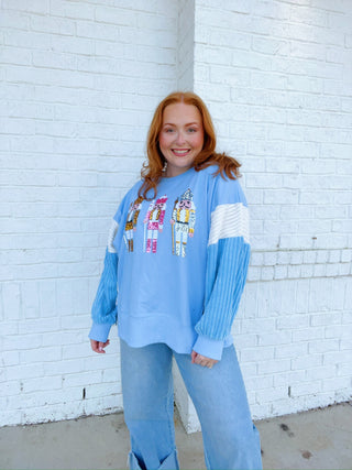 Fuzzy Oversized Nutcracker Pullover- CHRISTMAS, CHRISTMAS GRAPHIC TEE, Christmas Longsleeve, CHRISTMAS SHIRT, christmas sweatshirt, christmas top, holiday, HOLIDAYS, MERRY CHRISTMAS, nutcracker, nutcracker long sleeve, Seasonal, Tops-Ace of Grace Women's Boutique