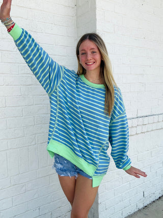 Striped Hi-Low Pullover- Curvy,PLUS,pullover,Tops-Ace of Grace Women's Boutique