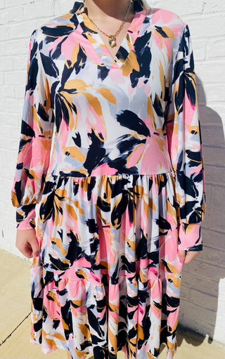 Tiered Floral Midi Dress- church dress,colorful dress,Curvy,dress,dresses & rompers,floral dress,floral pattern,florals,flowy dress,Midi Dress,plus dress,plus size dress,tiered dress-Ace of Grace Women's Boutique