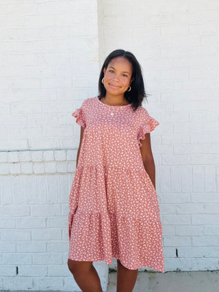 Floral Ruffle Sleeve Tiered Dress- clothing,Curvy,Dressed,dresses & rompers,floral,PLUS,RUFFLE,tiered,tiered dress-Ace of Grace Women's Boutique