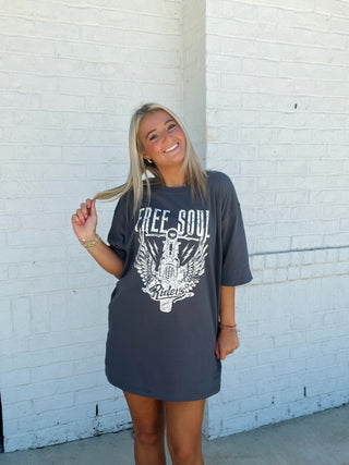 Free Soul Riders Graphic Tee- clothing, Curvy, eagle graphic, graphic, graphic T-shirt, GRAPHIC TEE, Graphic Tees, graphic tshirt, plus size graphic tee, Riders, Tops, WINGS-Ace of Grace Women's Boutique