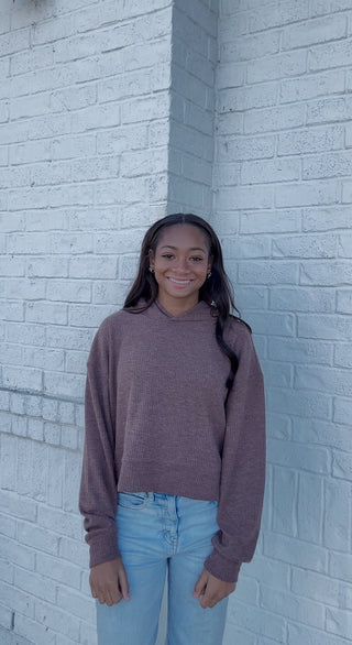 Ribbed Cropped Hoodie- clothing,crop sweater,crop top,CROPPED,cropped hoodie,hoodie,RIBBED CROP TOP,Tops-Ace of Grace Women's Boutique