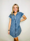 Classic Denim Button Down Dress- BLUE DENIM, BUTTON UP DRESS, denim, DENIM DRESS, dress, FALL, fall clothes, LIGHT DENIM TOP-Ace of Grace Women's Boutique