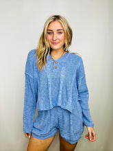 Blue V Neck Knit Sweater Set
