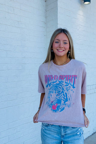 Wild Spirit Graphic Tee- clothing, crop, crop top, CROPPED, FREE SPIRIT, FREE SPIRIT TEE, graphic, graphic T-shirt, GRAPHIC TEE, Graphic Tees, graphic tshirt, MINERAL WASH, MINERAL WASHED, WILD, Wild & free, Wild and free, WILD CHILD-Ace of Grace Women's Boutique