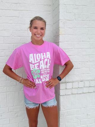 Aloha Beach Oversized Graphic Tee- beach,clothing,COMFY,Curvy,graphic,oversized,PLUS,Tops-Ace of Grace Women's Boutique