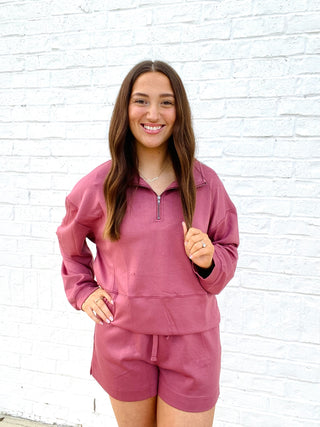 Soft Plum Pullover Set- clothing,COMFY,comfy sweatshirt,half zip,Lulu,MATCHING,MATCHING SET,Sale,Sets,Softstream,Softstreme-Ace of Grace Women's Boutique