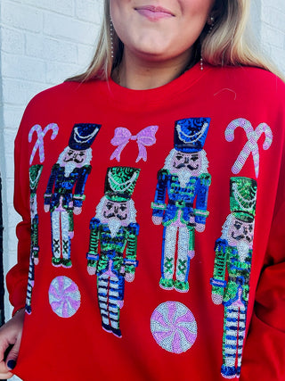 Red Nutcrackers Sequin Top- high tops,nutcracker,nutcracker long sleeve,Seasonal,SEQUIN,sequin top,SEQUINS,Tops-Ace of Grace Women's Boutique