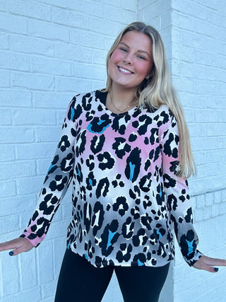 Soft Leopard V-Neck Top- animal,Curvy,LEOPARD,PLUS,Tops-Ace of Grace Women's Boutique