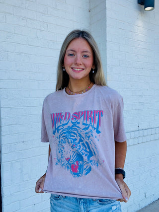 Wild Spirit Graphic Tee- clothing, crop, crop top, CROPPED, FREE SPIRIT, FREE SPIRIT TEE, graphic, graphic T-shirt, GRAPHIC TEE, Graphic Tees, graphic tshirt, MINERAL WASH, MINERAL WASHED, WILD, Wild & free, Wild and free, WILD CHILD-Ace of Grace Women's Boutique