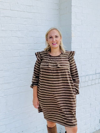 LONG SLEEVE STRIPED DRESS- Curvy,Dresses & Rompers,Dressy,plus,plus dress,plus size,plus size dress,plus sizes-Ace of Grace Women's Boutique