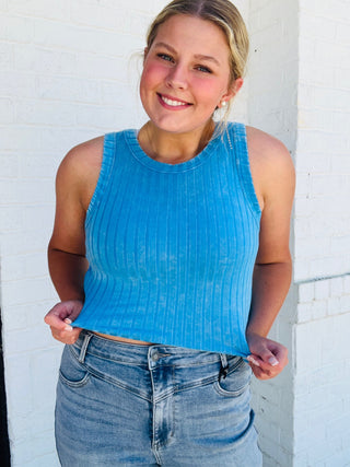 Ribbed Summer Tank Top- athletic tank,beach,BEACH OUTFIT,blue tank,BLUE TANK TOP,clothing,CROPPED TANK,CROPPED TANK TOP,PINK TANK TOP,RIBBED TANK,RIBBED TANK TOP,Sale,summer tank,tank,tank top,Tops-Ace of Grace Women's Boutique