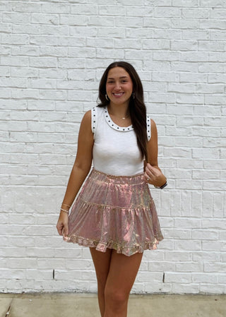 Sequin Ruffle Skirt | 2 Colors- Bottoms, clothing, fall clothes, fall skirt, ruffled skirt, SEQUIN, sequin skirt, sequin skort-Ace of Grace Women's Boutique