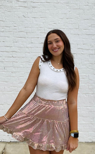 Sequin Ruffle Skirt | 2 Colors- Bottoms,clothing,fall clothes,fall skirt,ruffled skirt,Sale,SEQUIN,sequin skirt,sequin skort-Ace of Grace Women's Boutique