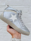 Paulina Metallic Silver Star Sneaker- HIGH TOP SNEAKERS, metallic sneakers, sneakers, star shoes, star sneakers-Ace of Grace Women's Boutique