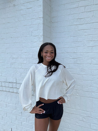 Raglan Sleeve Crop Top - Cream- crop,crop top,CROPPED,Raglan,Tops-Ace of Grace Women's Boutique