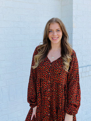 Animal Print Tiered Dress- animal,ANIMAL PRINT,BUTTON UP DRESS,CHEETAH DRESS,church dress,curv,Curvy,dress,dresses & rompers,Dressy,FALL,fall clothes,fall transition,LEOPARD DRESS,Midi Dress,mini dress,PLUS,plus dress,plus size-Ace of Grace Women's Boutique