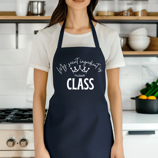 CLASSY Aprons • Miranda- Accessories, Apron, Classy, Cooking, Corn dip, Kitchen, Miranda, Stay classy-Secret Ingredient-Navy-Ace of Grace Women's Boutique