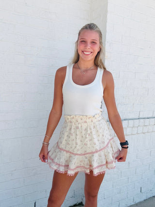 Floral Printed Ruffle Skort- Bottoms,clothing,floral,floral pattern,floral print,florals,LOVE,Love shack,Love shack fancy,Loveshack,RUFFLE,ruffled,ruffled bottoms,shorts,stoney clover-Ace of Grace Women's Boutique