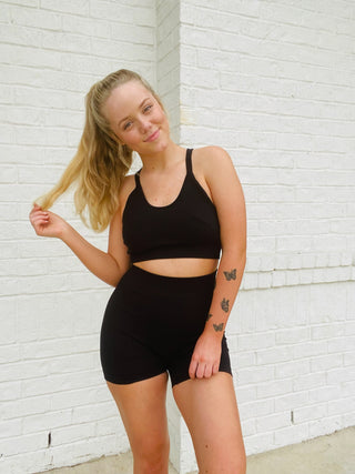 Two Piece Seamless Shorts Set- Athleisure, athlete, athletic, athletic shorts, athletic tank, clothing, Seamless, Sets, workout, workout top-Ace of Grace Women's Boutique