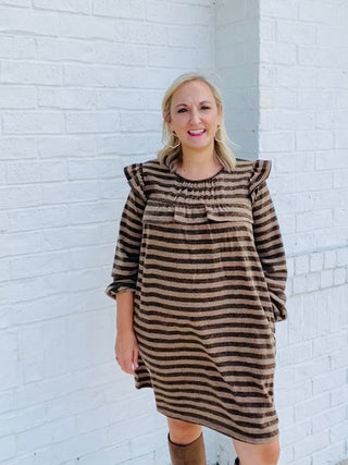 LONG SLEEVE STRIPED DRESS- Curvy,Dresses & Rompers,Dressy,plus,plus dress,plus size,plus size dress,plus sizes-Ace of Grace Women's Boutique