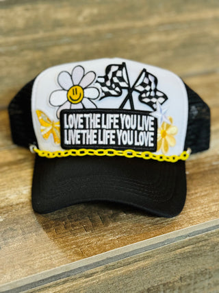 Love The Life Trucker Hat- Accessories, accessory, daisies, DAISY, hair accessory, MadelynnGrace, trucker hat, trucker hats-Ace of Grace Women's Boutique