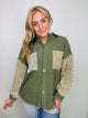 Olive Corduroy Oversized Sequin Shacket- FALL, fall clothes, GLITTER, olive, SEQUINS, shacket-Ace of Grace Women's Boutique