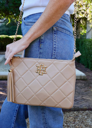 Caroline Hill - Madelyn Clutch/Crossbody Tan Quilted LD- bags,caroline hill,CAROLINE HILL PURSE,PURSE-Ace of Grace Women's Boutique