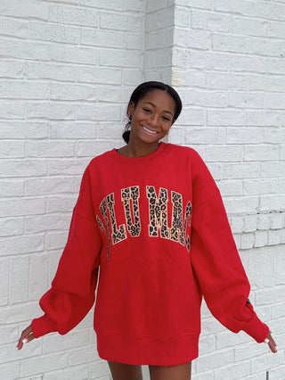 Lulu Mac Sweatshirt - Red Leopard- christmas sweatshirt,Curvy,LEOPARD,Lulu,Lulu mac,oversized sweatshirt,plus size sweatshirt,plus sweatshirt,sweatshirt,SWEATSHIRTS,Tops-Ace of Grace Women's Boutique
