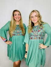 Sage Floral Mid Sleeve Dress
