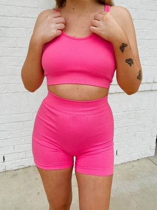 Two Piece Seamless Shorts Set- Athleisure, athlete, athletic, athletic shorts, athletic tank, clothing, Seamless, Sets, workout, workout top-Ace of Grace Women's Boutique