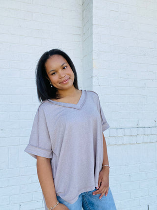 Soft Melange Hacci Top - Tan- clothing,Curvy,Hacci,PLUS,plus size,SOFT,Tops-Ace of Grace Women's Boutique