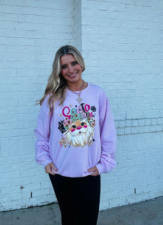 Pink Santa Baby Sweatshirt- CHRISTMAS,CHRISTMAS SHIRT,christmas sweatshirt,christmas top,clothing,Curvy,PLUS SIZE TOP,Santa,SANTA BABY,Santa shirt,SANTA’S FAVORITE,Seasonal,TOP,Tops-Ace of Grace Women's Boutique