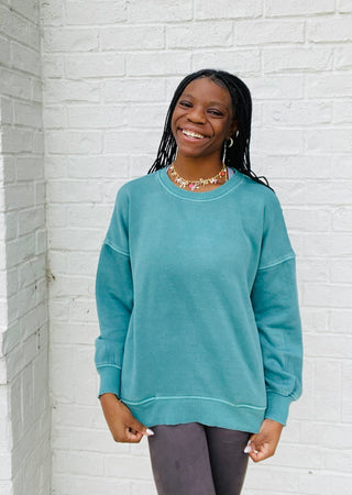 Hi-Low Pullover with Pocket- clothing, Hi, HOT PINK, hot pink top, lavendar, lavender, LAVENDER TEE, LAVENDER TOP, oversized sweatshirt, pink, pink pullover, pink sweatshirt, pullover, purple sweatshirt, sweatshirt, SWEATSHIRTS, teal, TEAL SHIRT, TEAL TOP, Tops, Xlothi-Ace of Grace Women's Boutique