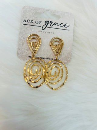 The Swirl Gold Earrings- Accessories, earring, EARRINGS, gold earrings, Jewelry, Sale-Ace of Grace Women's Boutique