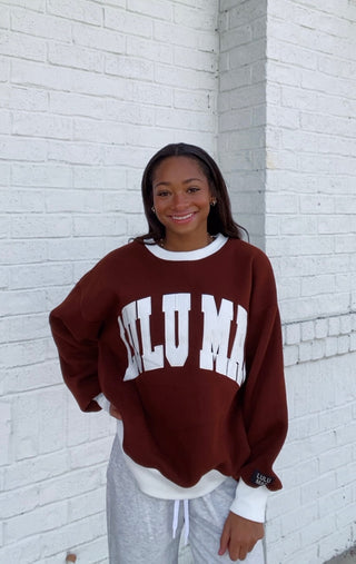 LULU MAC - Brown Color Block Sweatshirt- comfy sweatshirt,curv,Curvy,Lulu,Lulu mac,oversized sweatshirt,sweatshirt,SWEATSHIRTS,Sweatshorts,Tops-Ace of Grace Women's Boutique