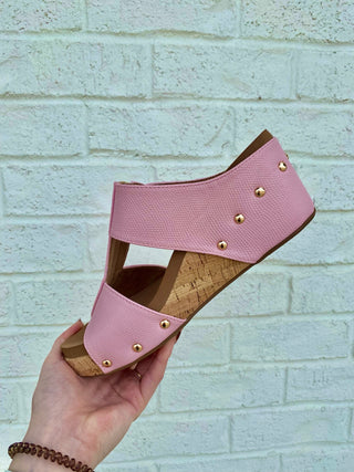 Blush Wedge Sandal- leather sandals, pink shoes, platform sandal, platform sandals, sandal, SANDALS, Shoes, SLIP ON SANDALS, Wedge, WEDGES-Ace of Grace Women's Boutique