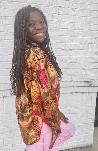 Animal Print Button Front Top- animal,curv,Curvy,LEOPARD,PLUS,Tops-Ace of Grace Women's Boutique