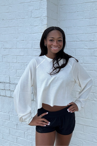 Raglan Sleeve Crop Top - Cream- crop,crop top,CROPPED,Raglan,Tops-Ace of Grace Women's Boutique