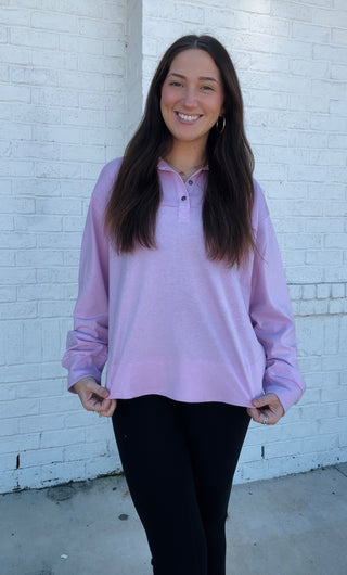 Light Pink Button Detail Top- clothing, Henley, LIGHT PINK, pink, Tops-Ace of Grace Women's Boutique